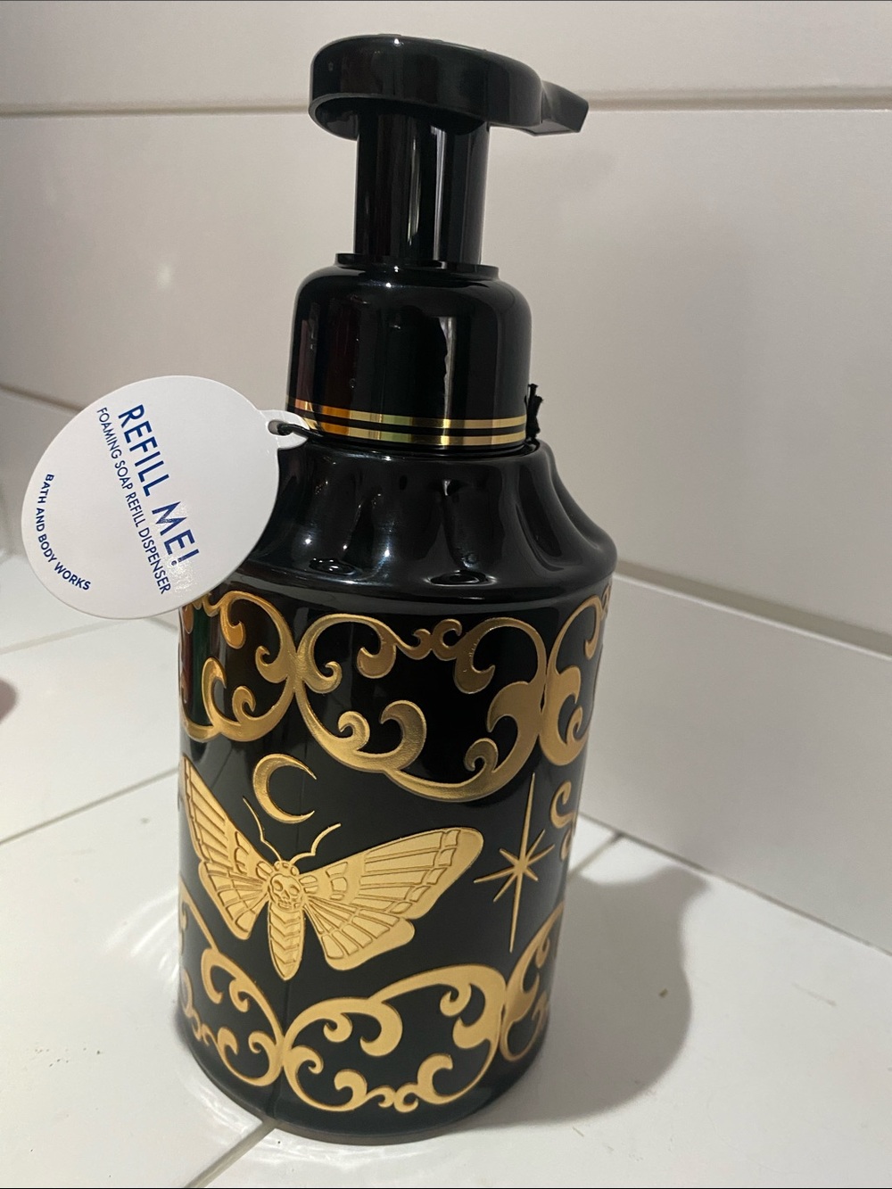 Bath & Body Works Black and Gold Moth Foaming Soap Dispenser